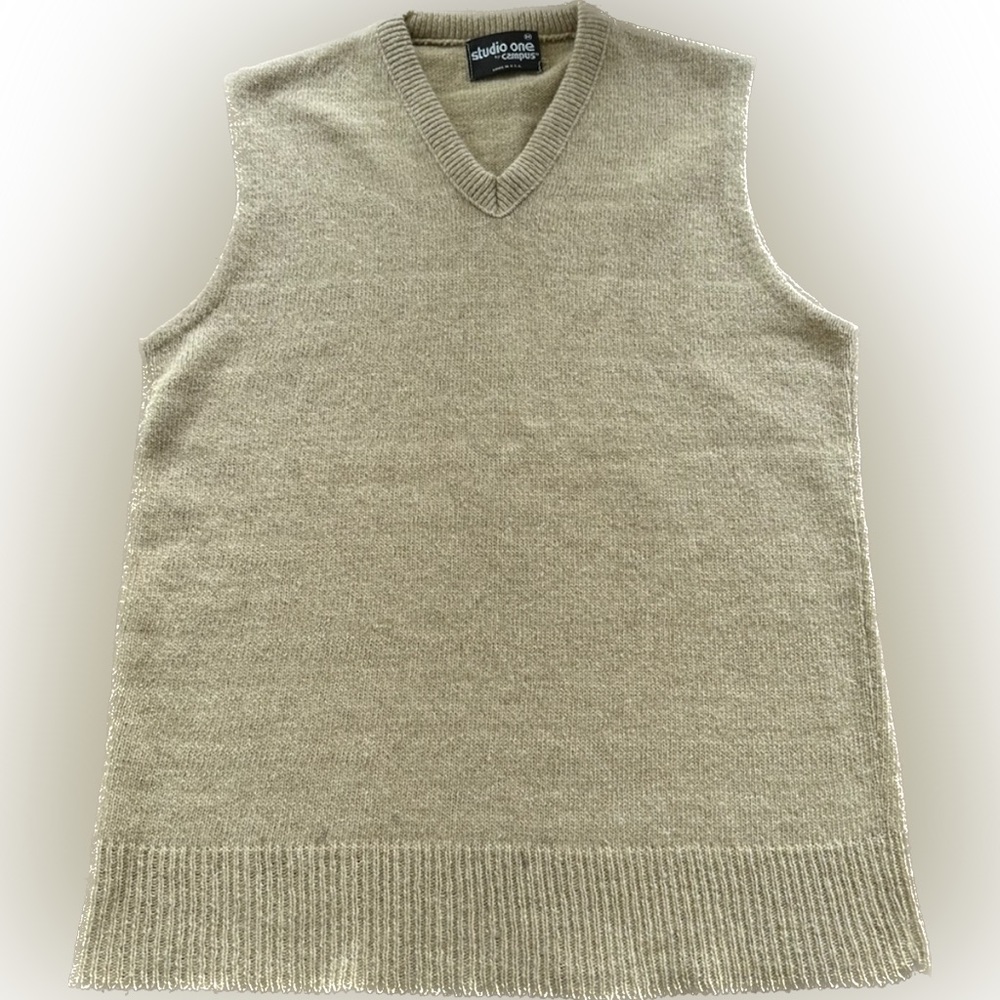 Vintage studio one by campus tan knit sweater vest made in USA medium